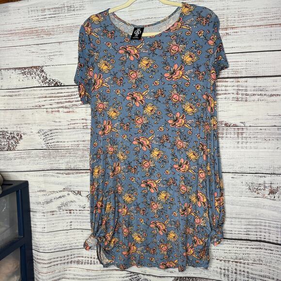 Agnes & Dora Floral Crew Neck Short Sleeve Tunic Dress XL - Picture 2 of 3